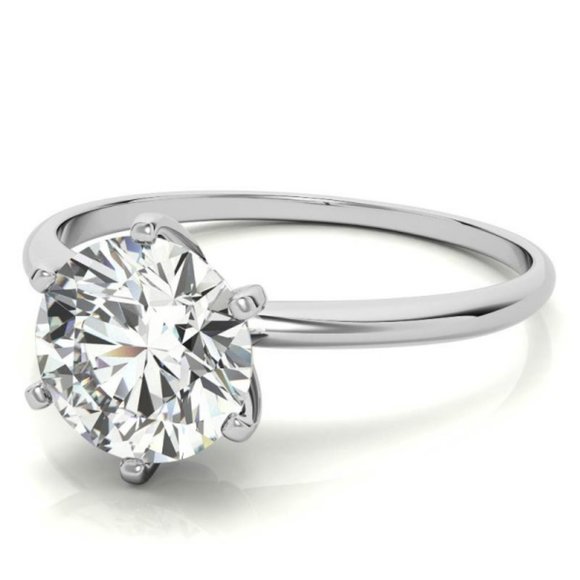 1.9Ct-8.5mm 6-Prong Round Moissanite Ring 14k Gold - Picture 4 of 17